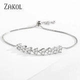 Leaf CZ Adjustable Bracelet for Women Bridal Wedding Jewelry