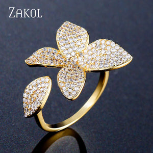 Micro Pave CZ Flower Rings for Women Party Jewelry