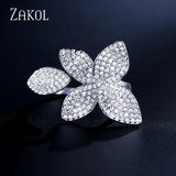 Micro Pave CZ Flower Rings for Women Party Jewelry
