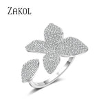 Micro Pave CZ Flower Rings for Women Party Jewelry