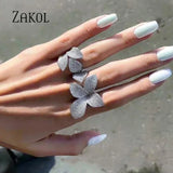 Micro Pave CZ Flower Rings for Women Party Jewelry