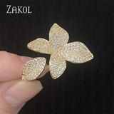 Micro Pave CZ Flower Rings for Women Party Jewelry