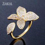 Micro Pave CZ Flower Rings for Women Party Jewelry
