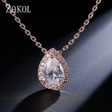 Sparkling Teardrop Zircon Chain Pendant Necklaces Wedding Jewelry for Women