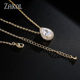 Sparkling Teardrop Zircon Chain Pendant Necklaces Wedding Jewelry for Women