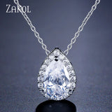 Sparkling Teardrop Zircon Chain Pendant Necklaces Wedding Jewelry for Women