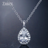 Zircon Chain Pendant Necklaces Sparkling Tear Crystal Wedding Jewelry