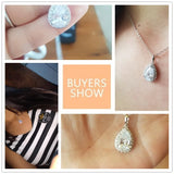 Zircon Chain Pendant Necklaces Sparkling Tear Crystal Wedding Jewelry