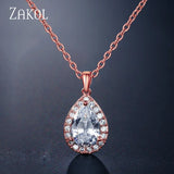 Zircon Chain Pendant Necklaces Sparkling Tear Crystal Wedding Jewelry