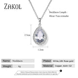 Zircon Chain Pendant Necklaces Sparkling Tear Crystal Wedding Jewelry
