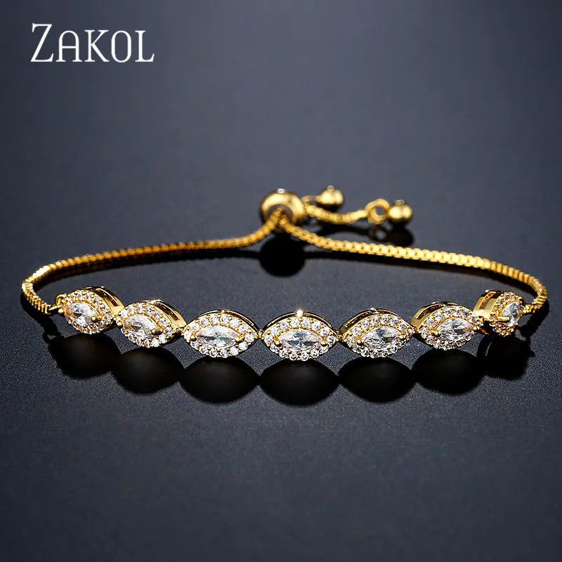 Adjustable CZ Bracelet for Women Wedding Party Jewelry