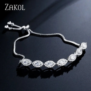 Adjustable CZ Bracelet for Women Wedding Party Jewelry