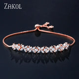 CZ Zircon Stones Flower Adjustable Bracelet Wedding Jewelry