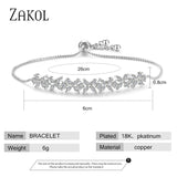 CZ Zircon Stones Flower Adjustable Bracelet Wedding Jewelry
