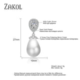 Pearl Dangle Earrings for Women Water Drop CZ Bridal Earring