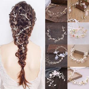 Flower Headbands Braided Hair Vine Pearl Headpiece Hair Ornament