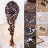 Flower Headbands Braided Hair Vine Pearl Headpiece Hair Ornament