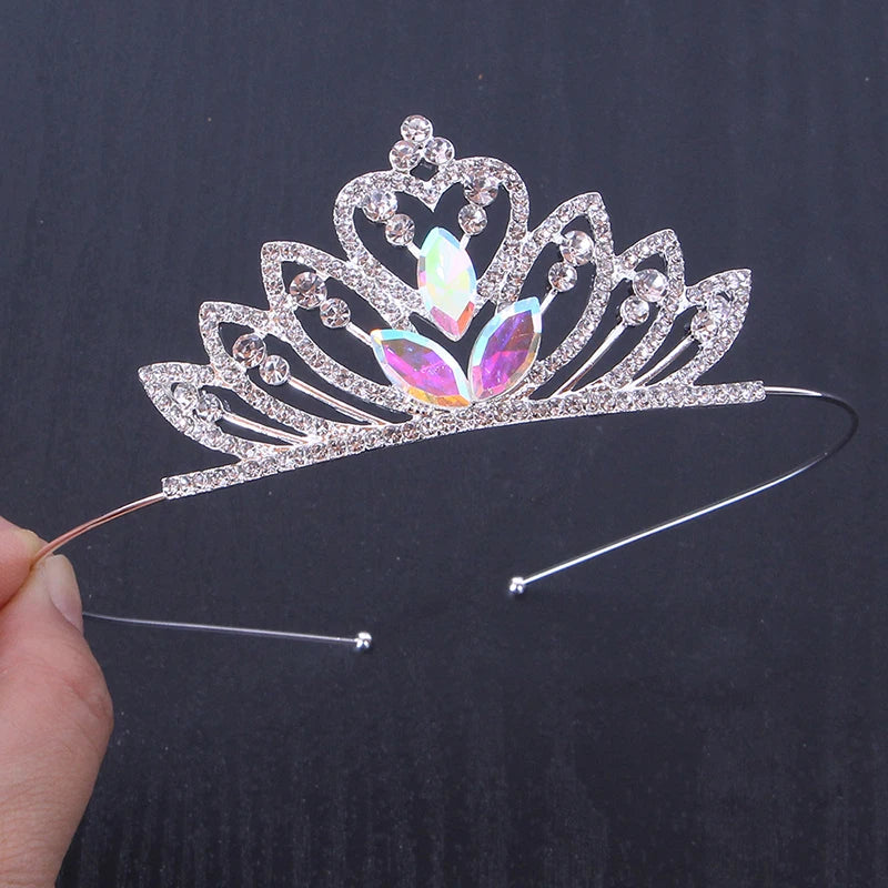 Crystal Bridal Crown Princess Pearls Birthday Wedding Hair Accessories