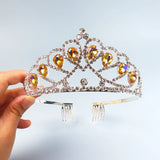 Colorful Crystal Crown Party Jewelry Princess Birthday Hair Band