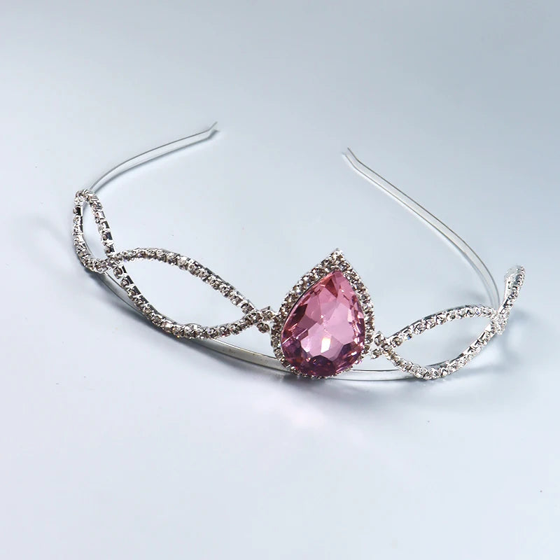 Pink Crystal Crown Ladies Party Jewelry Princess Birthday Hair Band