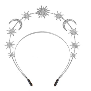 Metal Moon Stars Hairband Bridal Crown Wedding Headdress Jewelry
