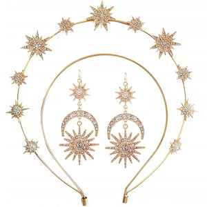 Metal Moon Stars Hairband Bridal Crown Wedding Headdress Jewelry