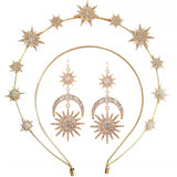 Metal Moon Stars Hairband Bridal Crown Wedding Headdress Jewelry