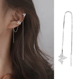 ZAY Stars Ear Clip Tassel Earrings Zircon Ear Cuff Ear Line Jewelry Gift