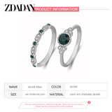 2 Pcs 925 Silver Emerald Zircon Rings For Women Wedding Jewelry