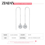 925 Silver Crystal Long Chain Drop Earrings Women Jewelry