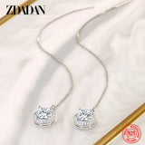 925 Silver Crystal Long Chain Drop Earrings Women Jewelry