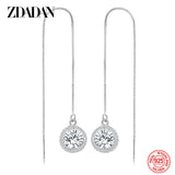 925 Silver Crystal Long Chain Drop Earrings Women Jewelry