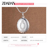 925 Silver Oval Frame Necklace Women Jewelry Gift