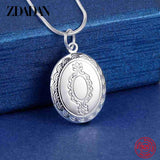 925 Silver Oval Frame Necklace Women Jewelry Gift