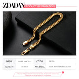 925 Silver 18K 6MM Charm Bracelet Men Women Gift