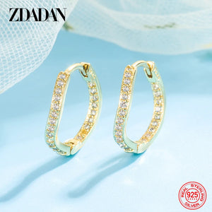 925 Silver Zircon Hoop Earrings Women's Jewelry