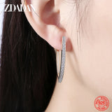 925 Silver 18K Zircon Hoop Earrings For Women