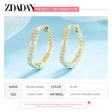 925 Silver Zircon Hoop Earrings Women's Jewelry