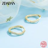 925 Silver Zircon Hoop Earrings Women's Jewelry