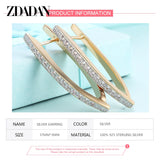 925 Silver 18K Zircon Hoop Earrings For Women