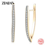 925 Silver 18K Zircon Hoop Earrings For Women