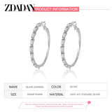925 Silver Big Zircon Hoop Earrings For Women