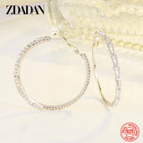 925 Silver Big Zircon Hoop Earrings For Women