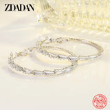 925 Silver Big Zircon Hoop Earrings For Women