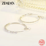 925 Silver Big Zircon Hoop Earrings For Women