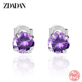 925 Silver Crystal Zircon Stud Earrings Wedding Jewelry