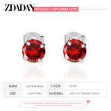 925 Silver Crystal Zircon Stud Earrings Wedding Jewelry