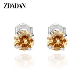 925 Silver Crystal Zircon Stud Earrings Wedding Jewelry