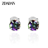 925 Silver Crystal Zircon Stud Earrings Wedding Jewelry