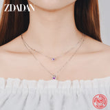 925 Silver 8mm Zircon Double Layers Necklace for Women